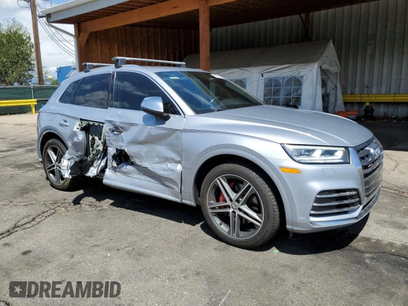 2019 Audi SQ5 Premium Plus with VIN WA1B4AFY5K2001078, listed as a Copart auction lot 55521195 with 57,625 mi miles and Salvage title. Bid and sale history available at DreamBid. Image 4.