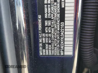 2020 Porsche Cayenne E-Hybrid with VIN WP1AE2AYXLDA22153, listed as a Copart auction lot 53976875 with 99,130 mi miles and Salvage title. Bid and sale history available at DreamBid. Image 13.