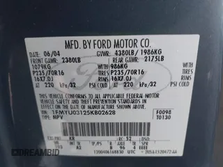 2005 Ford Escape XLT с VIN 1FMYU03125KB02628, выставлен на аукционе IAAI как лот 42222882 с пробегом Не указан миль и . История ставок и продаж доступна на DreamBid. Изображение 9.