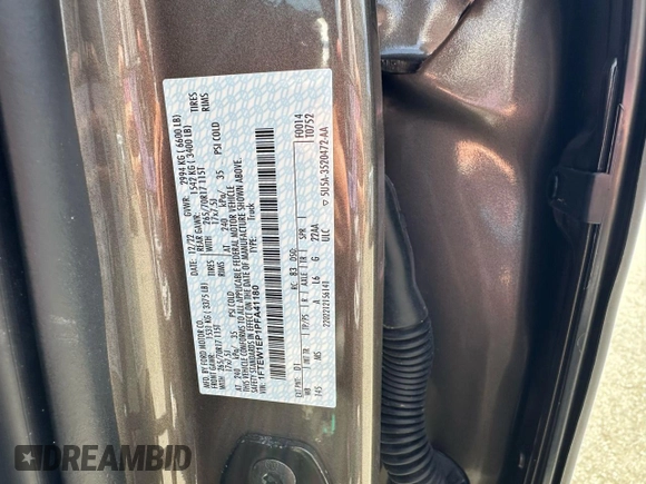 2023 Ford F-150 XL with VIN 1FTEW1EP1PFA41180, listed as a Copart auction lot 53303335 with 11,220 mi miles and Salvage Title. Bid and sale history available at carsss.com. Image 10.