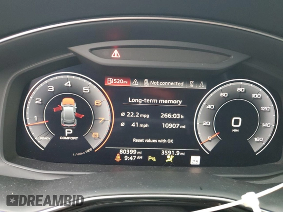 2019 Audi Q8 Prestige with VIN WA1FVAF10KD040943, listed as a Copart auction lot 54620815 with 80,399 mi miles and Clean title. Bid and sale history available at DreamBid. Image 9.