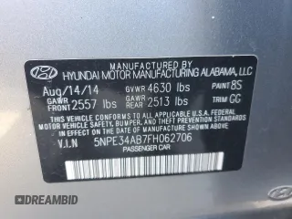 2015 Hyundai Sonata Sport with VIN 5NPE34AB7FH062706, listed as a Copart auction lot 43003835 with 78,709 mi miles and Salvage Title. Bid and sale history available at carsss.com. Image 12.