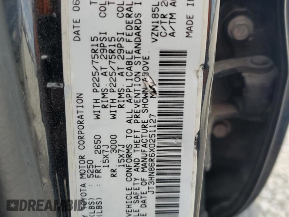 1999 Toyota 4Runner SR5 с VIN JT3HN86R6X0251127, выставлен на аукционе Copart как лот 56685125 с пробегом 164 141 миль миль и Списание • Salvage title. История ставок и продаж доступна на DreamBid. Изображение 14.