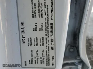 2019 Tesla Model 3 Long Range with VIN 5YJ3E1EB3KF514654, listed as a Copart auction lot 49484635 with 160,447 mi miles and Salvage Title. Bid and sale history available at carsss.com. Image 16.