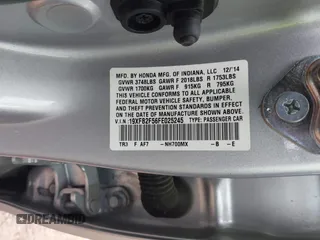 2015 Honda Civic LX z VIN 19XFB2F56FE025245, wystawiony jako IAAI lot #41941726 z przebiegiem 102 400 mil mil oraz . Historia ofert i sprzedaży dostępna na DreamBid. Obrazek 9.
