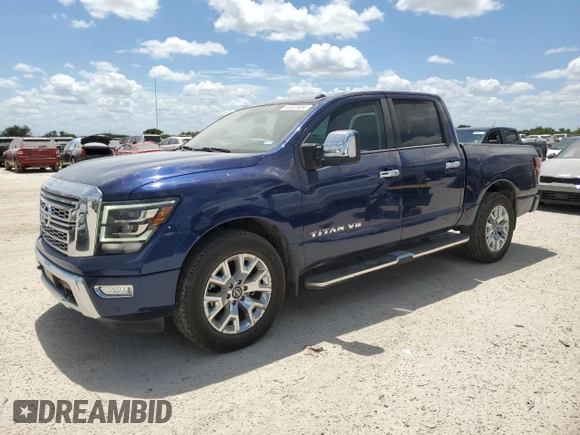 2020 Nissan Titan Platinum Reserve with VIN 1N6AA1EF7LN505610, listed as a Copart auction lot 66537654 with 53,471 mi miles and Salvage title. Bid and sale history available at DreamBid. Image 1.