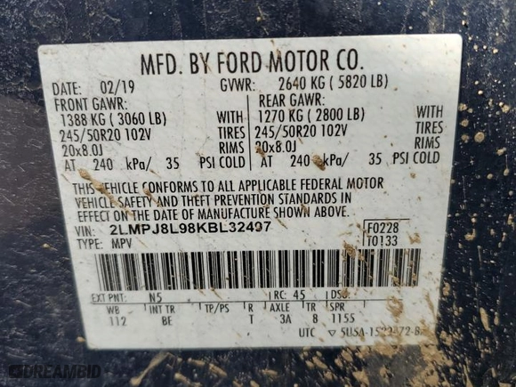 2019 Lincoln Nautilus Reserve with VIN 2LMPJ8L98KBL32497, listed as a Copart auction lot 47851515 with 0 mi miles and Salvage Title. Bid and sale history available at carsss.com. Image 13.
