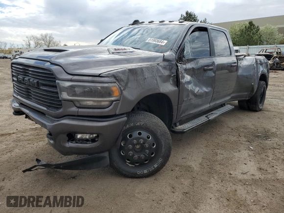 2024 Ram 3500 Laramie with VIN 3C63RRJL3RG150085, listed as a Copart auction lot 51993684 with 2,574 mi miles and Non Repairable. Bid and sale history available at carsss.com. Image 1.