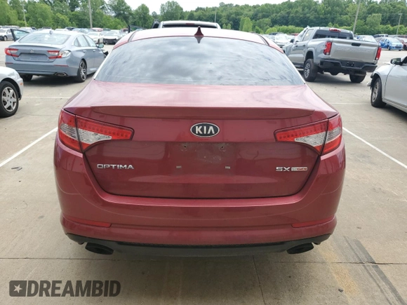 2013 Kia Optima SX with VIN 5XXGR4A63DG208778, listed as a Copart auction lot 57439155 with 169,726 mi miles and Salvage title. Bid and sale history available at DreamBid. Image 6.
