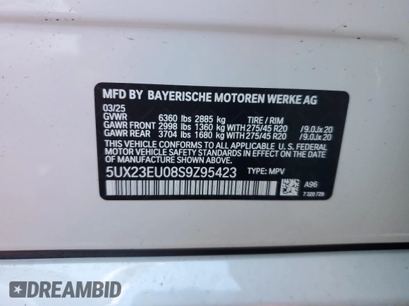 2025 BMW X5 xDrive40i z VIN 5UX23EU08S9Z95423, wystawiony jako Copart lot #55777635 z przebiegiem 695 mil mil oraz Szkoda całkowita • Salvage title. Historia ofert i sprzedaży dostępna na DreamBid. Obrazek 13.