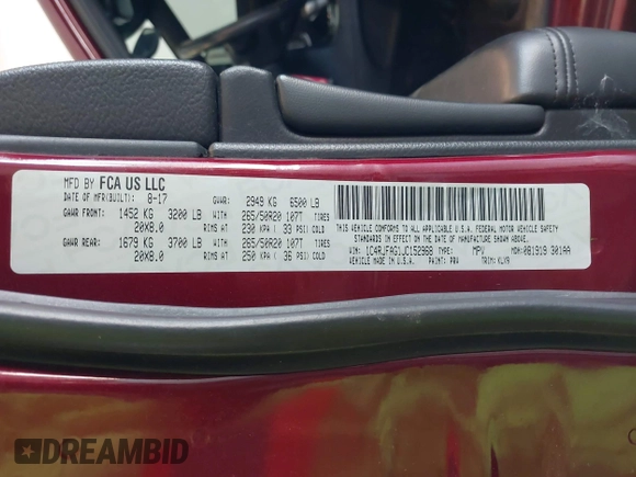 2018 Jeep Grand Cherokee Laredo with VIN 1C4RJFAG1JC152968, listed as a IAAI auction lot 42509667 with 108,319 mi miles and . Bid and sale history available at DreamBid. Image 9.