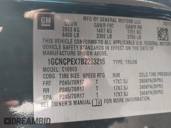 2011 Chevrolet Silverado 1500 Work Truck with VIN 1GCNCPEX7BZ283216, listed as a IAAI auction lot 41766645 with 165,148 mi miles and . Bid and sale history available at DreamBid. Image 9.