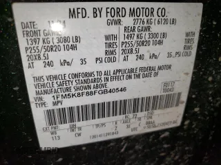 2015 Ford Explorer Limited z VIN 1FM5K8F88FGB40546, wystawiony jako Copart lot #60277885 z przebiegiem 138 488 mil mil oraz Czysty tytuł • Clean title. Historia ofert i sprzedaży dostępna na DreamBid. Obrazek 13.