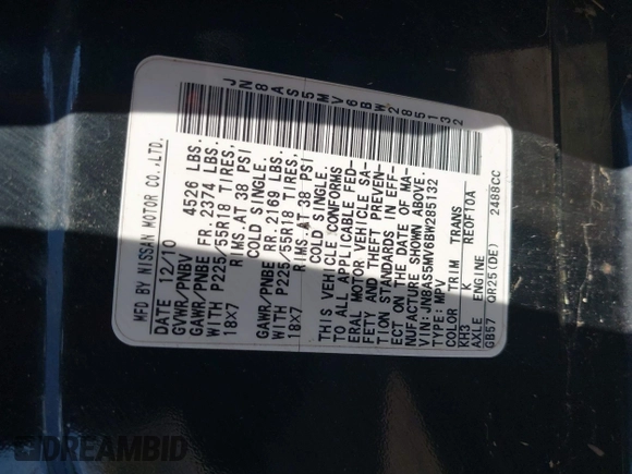 2011 Nissan Rogue S z VIN JN8AS5MV6BW285132, wystawiony jako IAAI lot #40256460 z przebiegiem 164 710 mil mil oraz . Historia ofert i sprzedaży dostępna na DreamBid. Obrazek 9.