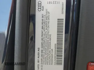 2022 Audi A6 Prestige with VIN WAUM2BF25NN046558, listed as a Copart auction lot 88061885 with 0 mi miles and Salvage Title. Bid and sale history available at carsss.com. Image 13.