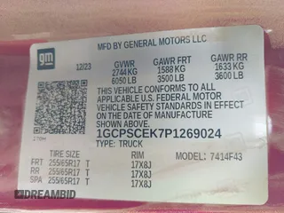 2023 Chevrolet Colorado 2WD LT z VIN 1GCPSCEK7P1269024, wystawiony jako IAAI lot #41788940 z przebiegiem Nie podano mil oraz . Historia ofert i sprzedaży dostępna na DreamBid. Obrazek 9.