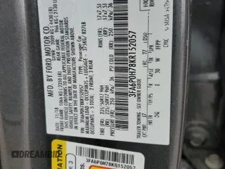 2019 Ford Fusion SE with VIN 3FA6P0H78KR152057, listed as a Copart auction lot 45047755 with 113,840 mi miles and Clean Title. Bid and sale history available at carsss.com. Image 12.