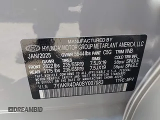 2025 Hyundai Ioniq 5 z VIN 7YAKR4DA0SY007083, wystawiony jako IAAI lot #42359027 z przebiegiem 4 122 mil mil oraz . Historia ofert i sprzedaży dostępna na DreamBid. Obrazek 9.