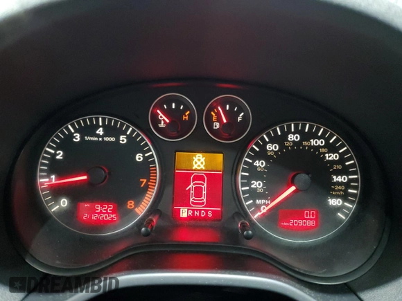 2008 Audi A3 S-Line with VIN WAUKD78P88A104973, listed as a Copart auction lot 44370765 with 209,088 mi miles and Salvage Title. Bid and sale history available at carsss.com. Image 9.