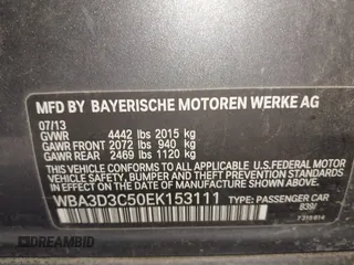 2014 BMW 3 Series 328d with VIN WBA3D3C50EK153111, listed as a IAAI auction lot 41980101 with 127,390 mi miles and . Bid and sale history available at carsss.com. Image 9.