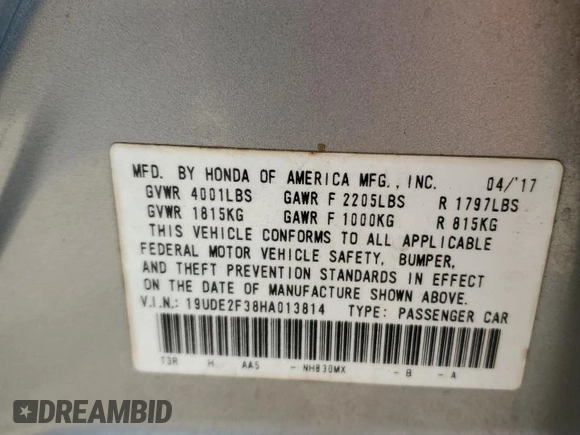 2017 Acura ILX z VIN 19UDE2F38HA013814, wystawiony jako Copart lot #59218595 z przebiegiem 97 776 mil mil oraz Szkoda całkowita • Salvage title. Historia ofert i sprzedaży dostępna na DreamBid. Obrazek 12.