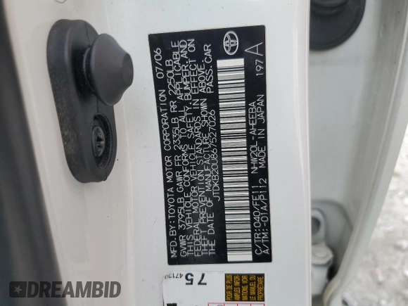 2006 Toyota Prius z VIN JTDKB20U867527026, wystawiony jako Copart lot #59057765 z przebiegiem 248 523 mil mil oraz Nie do naprawy • Non repairable. Historia ofert i sprzedaży dostępna na DreamBid. Obrazek 12.