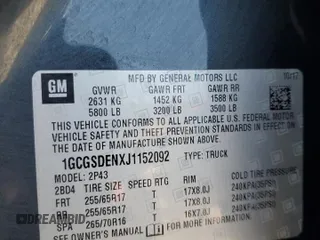2018 Chevrolet Colorado 2WD Z71 with VIN 1GCGSDENXJ1152092, listed as a Copart auction lot 53131255 with 170,075 mi miles and Salvage Title. Bid and sale history available at carsss.com. Image 12.