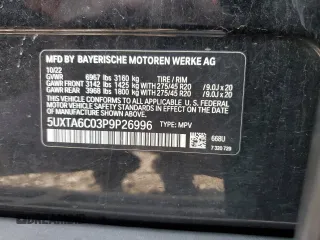 2023 BMW X5 xDrive45e z VIN 5UXTA6C03P9P26996, wystawiony jako Copart lot #53747565 z przebiegiem 52 599 mil mil oraz Szkoda całkowita • Salvage title. Historia ofert i sprzedaży dostępna na DreamBid. Obrazek 13.