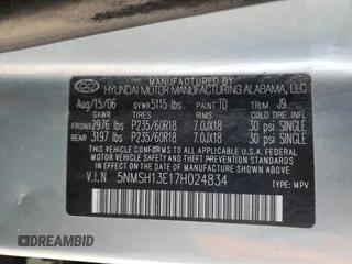 2007 Hyundai Santa Fe SE z VIN 5NMSH13E17H024834, wystawiony jako Copart lot #48209295 z przebiegiem 170 156 mil mil oraz Szkoda całkowita • Salvage title. Historia ofert i sprzedaży dostępna na DreamBid. Obrazek 15.