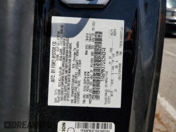 2016 Ford Mustang GT with VIN 1FA6P8CF7G5268244, listed as a Copart auction lot 63644305 with 81,707 mi miles and Salvage title. Bid and sale history available at DreamBid. Image 12.