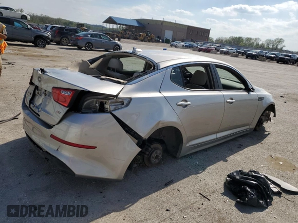 2015 Kia Optima LX with VIN KNAGM4A70F5531536, listed as a Copart auction lot 53731885 with Not provided miles and Salvage title. Bid and sale history available at DreamBid. Image 3.