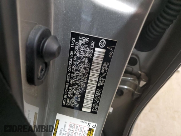 2022 Lexus UX 250h with VIN JTHX9JBH3N2058322, listed as a Copart auction lot 61646505 with 46,297 mi miles and Salvage title. Bid and sale history available at DreamBid. Image 13.