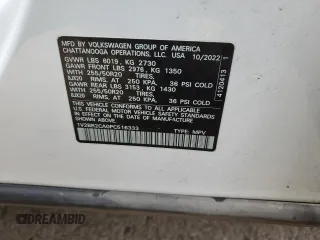 2023 Volkswagen Atlas SEL z VIN 1V2BR2CA0PC516333, wystawiony jako Copart lot #87041954 z przebiegiem 49 421 mil mil oraz Szkoda całkowita • Salvage title. Historia ofert i sprzedaży dostępna na DreamBid. Obrazek 12.