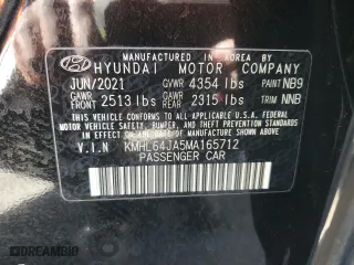 2021 Hyundai Sonata SEL with VIN KMHL64JA5MA165712, listed as a Copart auction lot 44232555 with 104,009 mi miles and Clean Title. Bid and sale history available at carsss.com. Image 12.