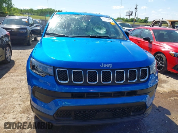 2023 Jeep Compass Sport with VIN 3C4NJDAN4PT557091, listed as a IAAI auction lot 42322265 with 8,742 mi miles and . Bid and sale history available at DreamBid. Image 12.