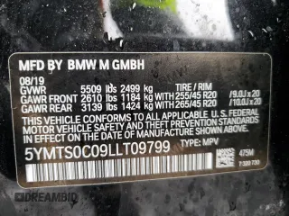 2020 BMW X3 M Competition z VIN 5YMTS0C09LLT09799, wystawiony jako Copart lot #44094283 z przebiegiem 40 501 mil mil oraz . Historia ofert i sprzedaży dostępna na DreamBid. Obrazek 13.