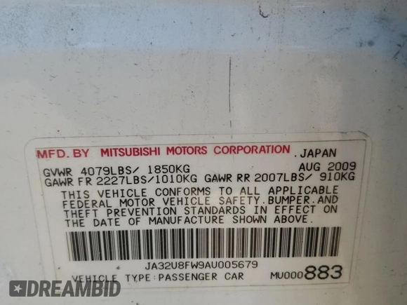 2010 Mitsubishi Lancer GTS with VIN JA32U8FW9AU005679, listed as a Copart auction lot 70862344 with 153,370 mi miles and Clean Title. Bid and sale history available at carsss.com. Image 12.