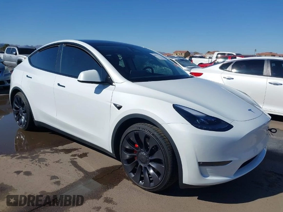 2024 Tesla Model Y Performance with VIN 7SAYGDEF4RF053711, listed as a IAAI auction lot 41836931 with 12,442 mi miles and . Bid and sale history available at DreamBid. Image 1.