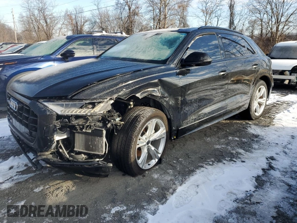2023 Audi Q8 Premium with VIN WA1AVBF1XPD020187, listed as a Copart auction lot 86690014 with 8,308 mi miles and Salvage title. Bid and sale history available at DreamBid. Image 1.