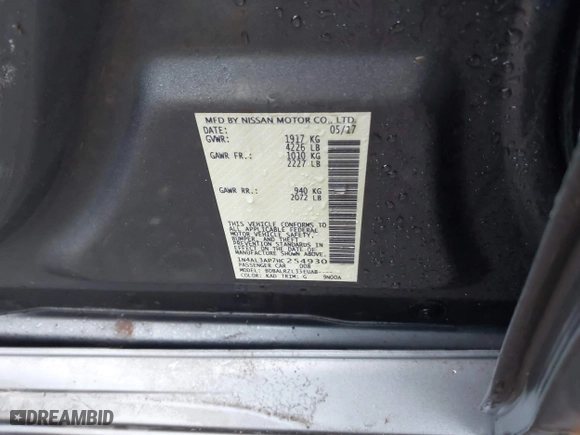 2017 Nissan Altima 2.5 SR with VIN 1N4AL3AP7HC254930, listed as a IAAI auction lot 38127464 with 85,875 mi miles. Bid and sale history available at carsss.com. Image 9.
