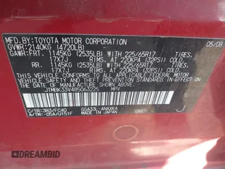 2008 Toyota RAV4 with VIN JTMBK33V485063225, listed as a IAAI auction lot 41864497 with 1 mi miles. Bid and sale history available at carsss.com. Image 9.