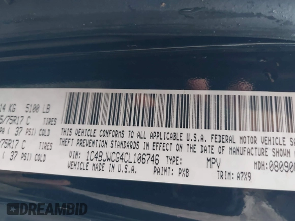 2012 Jeep Wrangler Rubicon with VIN 1C4BJWCG4CL106746, listed as a IAAI auction lot 41162452 with 134,911 mi miles and . Bid and sale history available at DreamBid. Image 9.