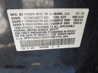 2016 Acura MDX with VIN 5FRYD4H27GB043605, listed as a IAAI auction lot 41402737 with 129,259 mi miles. Bid and sale history available at carsss.com. Image 9.