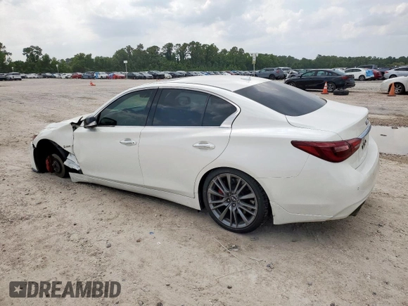 2018 Infiniti Q50 Red Sport 400 with VIN JN1FV7AP4JM460467, listed as a Copart auction lot 57075525 with 182,405 mi miles and Salvage title. Bid and sale history available at DreamBid. Image 2.