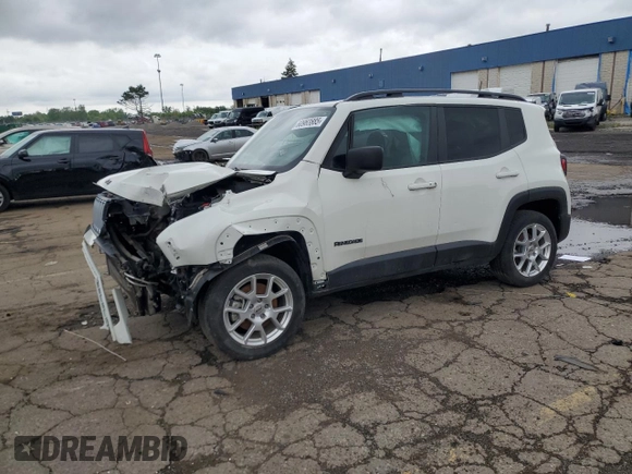 2022 Jeep Renegade Latitude with VIN ZACNJDB10NPN90182, listed as a Copart auction lot 60963885 with 25,884 mi miles and Salvage title. Bid and sale history available at DreamBid. Image 1.