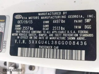 2016 Kia Optima EX with VIN 5XXGU4L38GG008436, listed as a IAAI auction lot 42094498 with 134,781 mi miles. Bid and sale history available at carsss.com. Image 9.