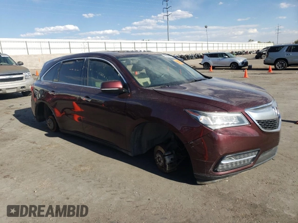 2014 Acura MDX Technology with VIN 5FRYD4H41EB035871, listed as a Copart auction lot 60826125 with Not provided miles and Non repairable. Bid and sale history available at DreamBid. Image 4.
