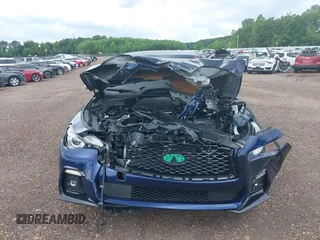 2024 Infiniti Q50 Red Sport 400 with VIN JN1FV7DR3RM680708, listed as a IAAI auction lot 42105449 with 2,681 mi miles and . Bid and sale history available at DreamBid. Image 6.