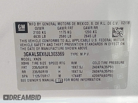 2018 GMC Terrain Denali with VIN 3GKALSEX8JL303369, listed as a IAAI auction lot 41931117 with 75,307 mi miles and . Bid and sale history available at DreamBid. Image 9.