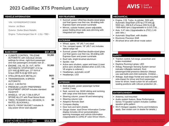 2023 Cadillac XT5 AWD Premium Luxury with VIN 1GYKNDRS4PZ133656, listed as a Copart auction lot 87431474 with 37,620 mi miles and Non Repairable. Bid and sale history available at carsss.com. Image 13.